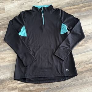 RBX Women’s Black and Teal Quarter Zip Long Sleeve Activewear Top Size M